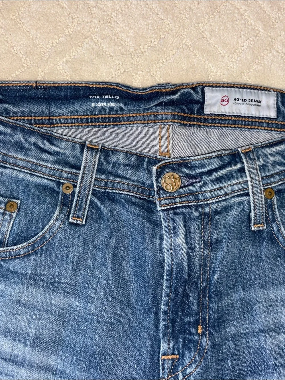 Ag Adriano Goldschmied Straight Blue Denim Jeans